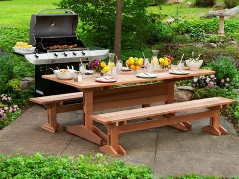 picnic table and benches